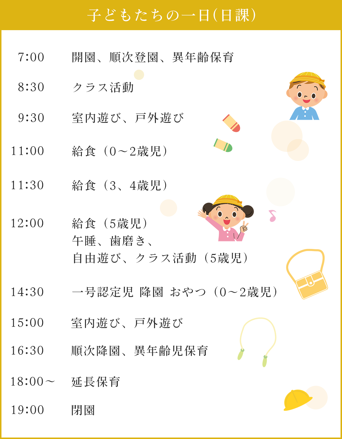 子どもたちの一日（日課）